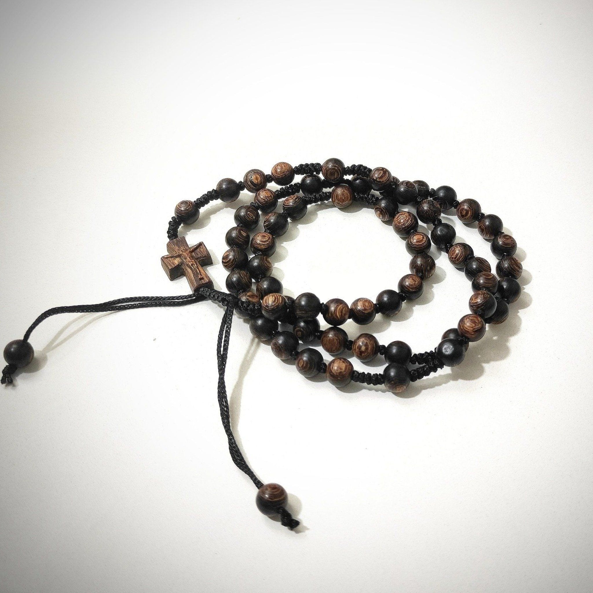 Agarwood Rosary Bracelet with Drawstring, Wooden prayer beads, Catholic bracelet Gift
